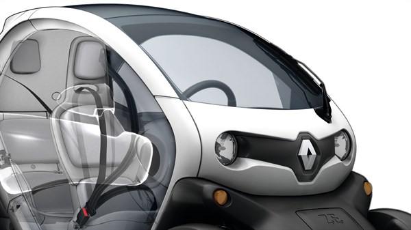Renault TWIZY - Vue intérieure avec la ceinture de sécurité